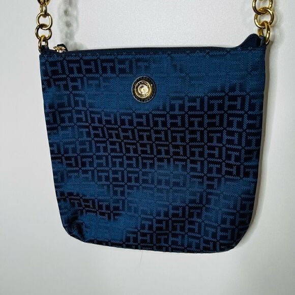 Tommy Hilfiger Women's Navy Blue Synthetic Leather Logo Print Cross Body Bag - Picture 4 of 14